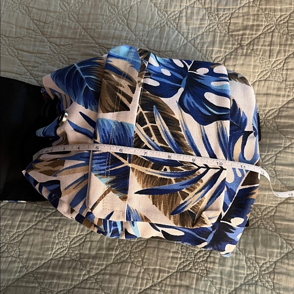 ?BALI Blue & Tan Tropical Leaf Print Backpack - Actual Souvenir from Bali ? main image 3